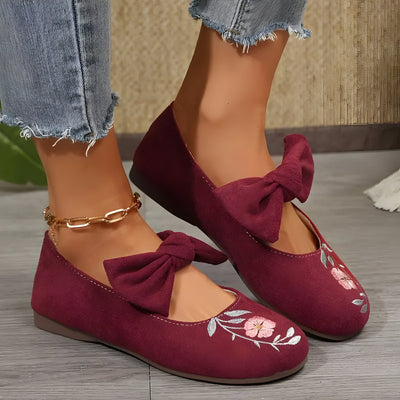 Felicidad | Modische flache Schuhe mit Blumenstickerei für Frauen