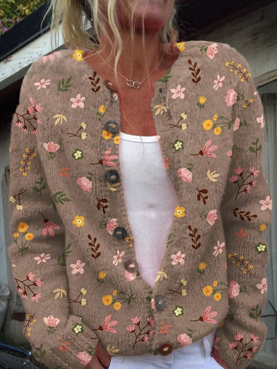 WW | Blumenmuster Strickjacke