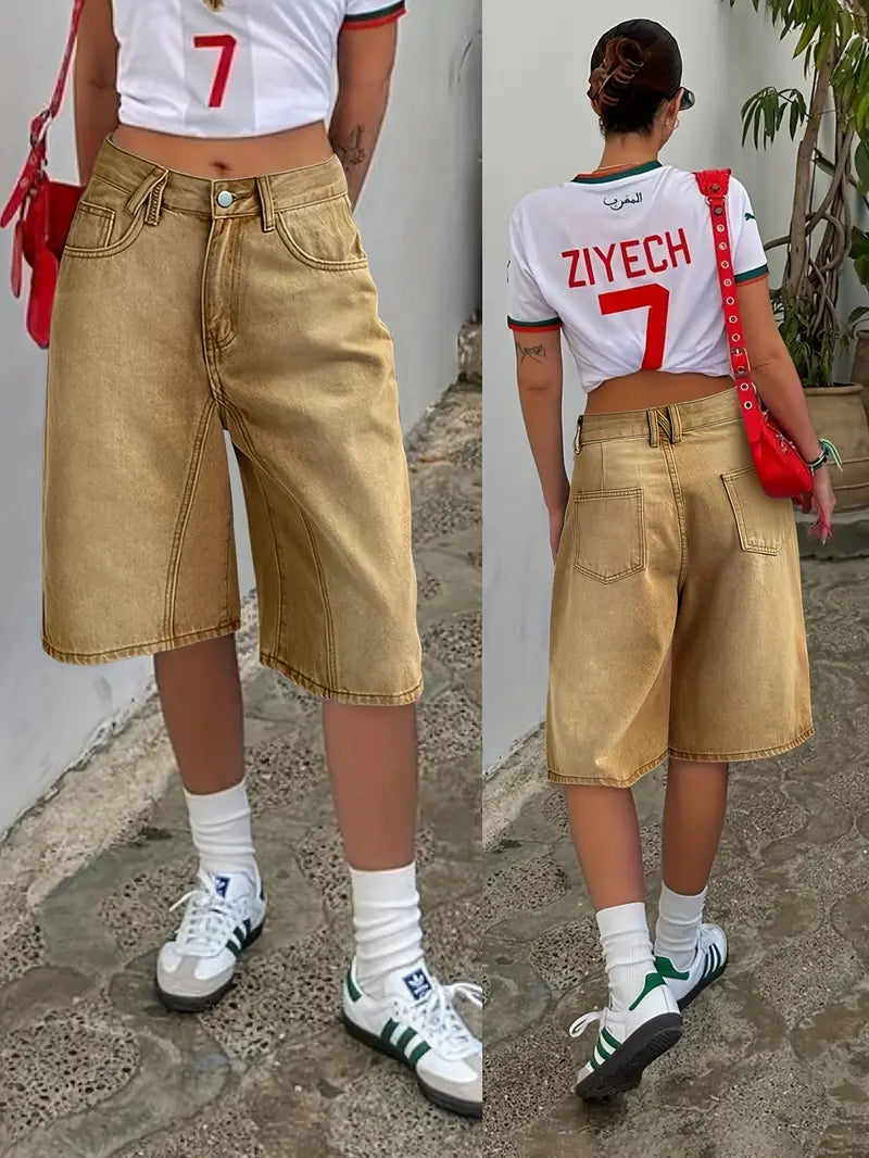 Zenaida |  Ombre Washed Bermuda Denim Shorts