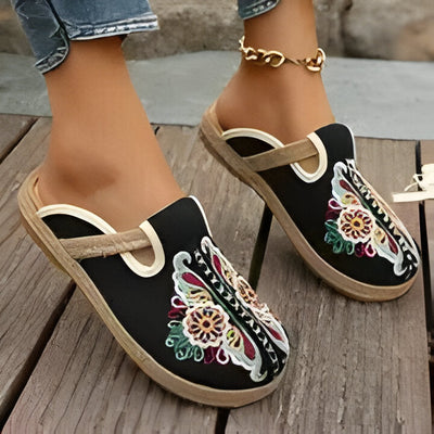 Milan | Boho-Chic Gestickte Blumen Espadrille Flats für Frauen
