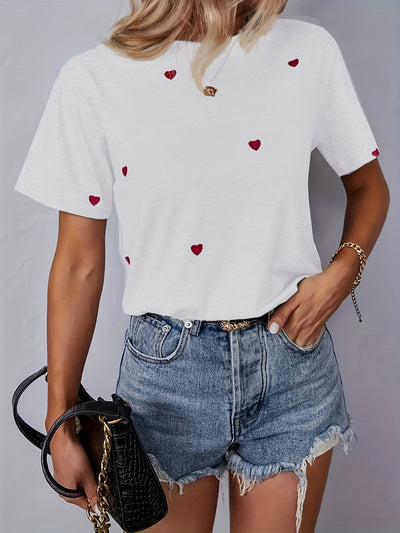 Alissa - Stylisches T-Shirt mit bezauberndem Herz-Muster für Frauen