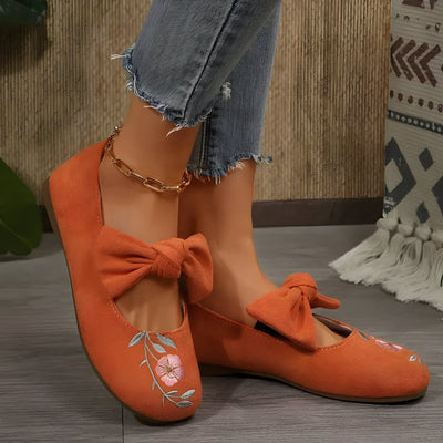Felicidad | Modische flache Schuhe mit Blumenstickerei für Frauen