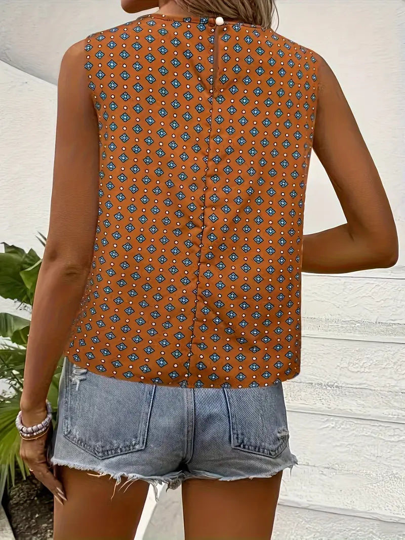 Magdalena | Bedrucktes Tank-Top mit Rundhalsausschnitt