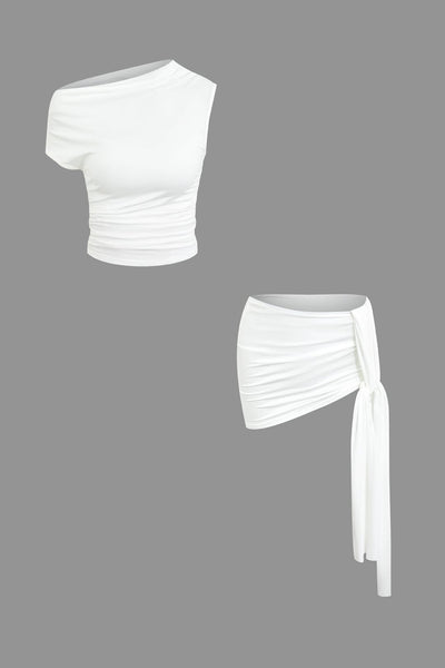 Athena | One-Shoulder Top & Drapierter Minirock – Perfekt für glamouröse Auftritte