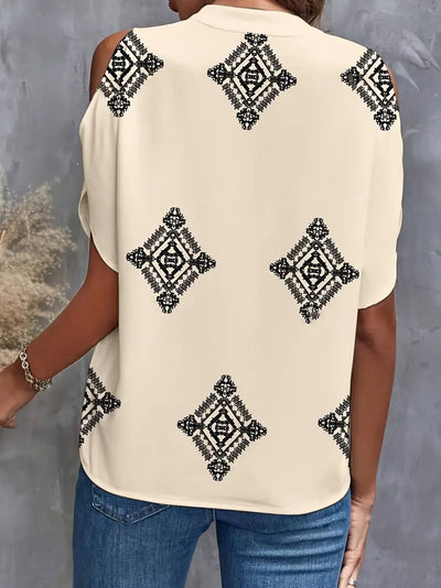 Aiza | Schicke Geometrische Off-Shoulder Bluse mit Stern Diamant-Details
