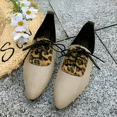 Sabrina | Damen Leopard Print Lace-Up Pointed Toe Flats