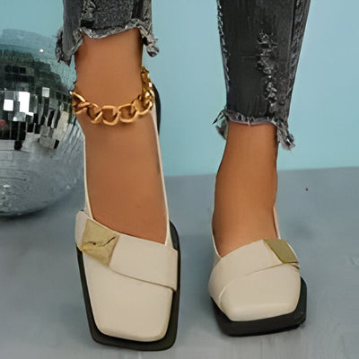 Marianne | Elegante Damen Slipper mit quadratischer Zehe und großer Schnalle