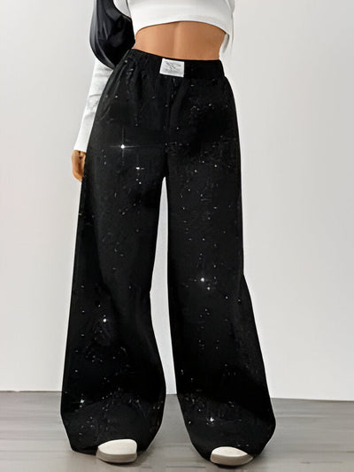 Angela | Women'S Casual Starry Galaxy Print Weite Hosenbeine