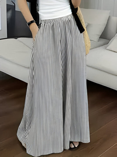Grace | Gestreifte Hose mit weitem Bein und schrägen Taschen