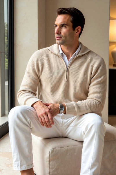 Strickpullover mit Reißverschlusskragen – Stilvoll & Bequem