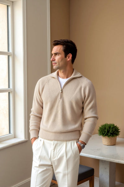 Strickpullover mit Reißverschlusskragen – Stilvoll & Bequem
