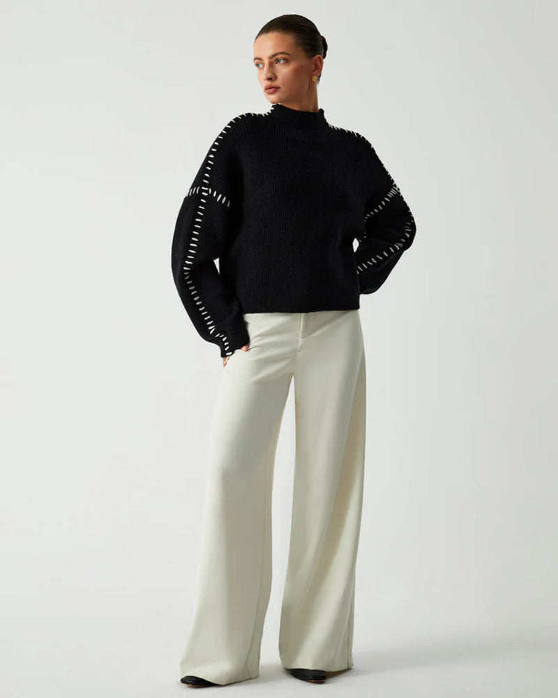 WW | trendiger übergroßer Pullover mit Kontrastnähten