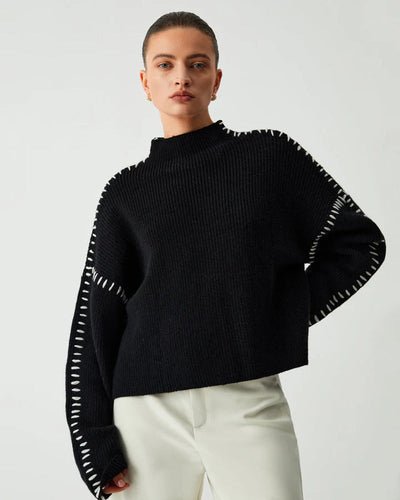 WW | trendiger übergroßer Pullover mit Kontrastnähten