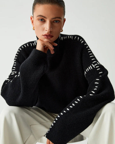 WW | trendiger übergroßer Pullover mit Kontrastnähten