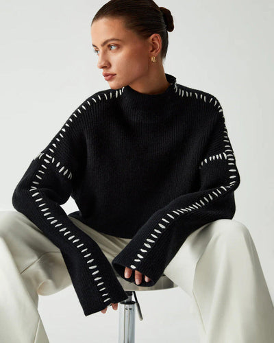 WW | trendiger übergroßer Pullover mit Kontrastnähten