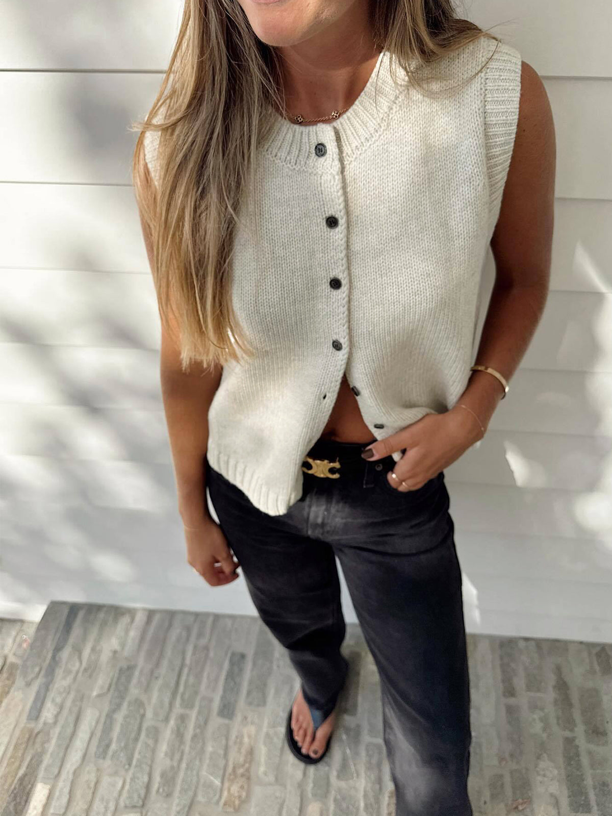 Hilma | Pullover-Weste mit Knopfleiste