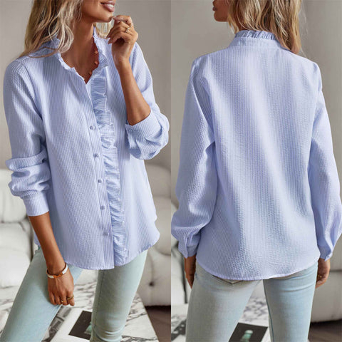 Ines |  Blaues Hemd mit Aufdruck