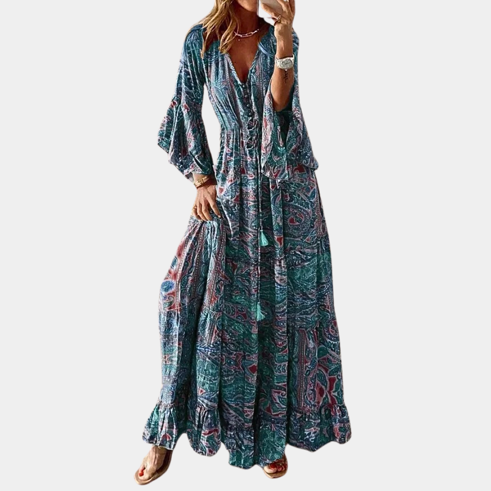 Agathe - Stilvolles böhmisches langes Kleid für Frauen