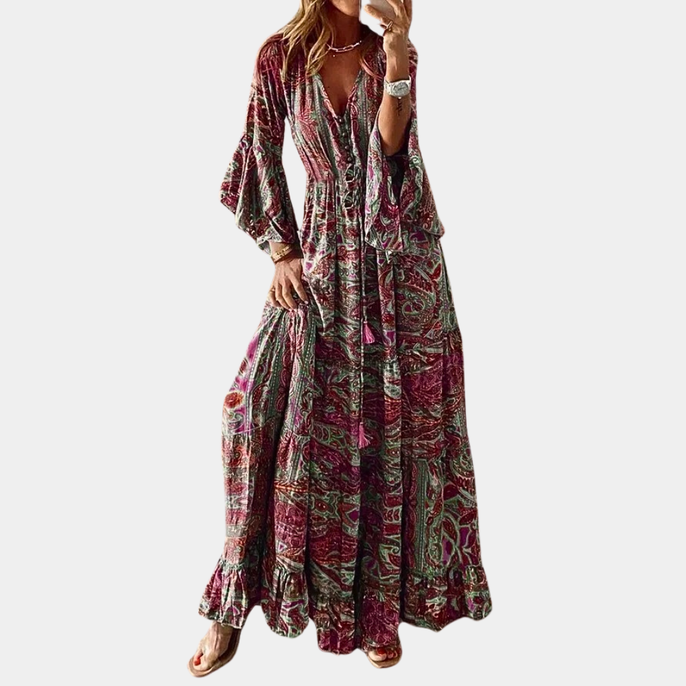 Agathe - Stilvolles böhmisches langes Kleid für Frauen