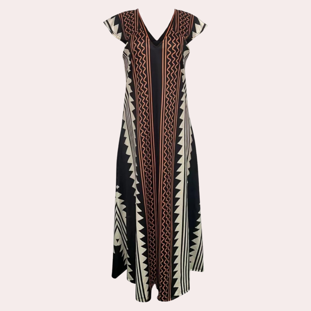 Adelina - Bezauberndes Maxikleid im Bohème-Look mit stilvollem geometrischem Muster