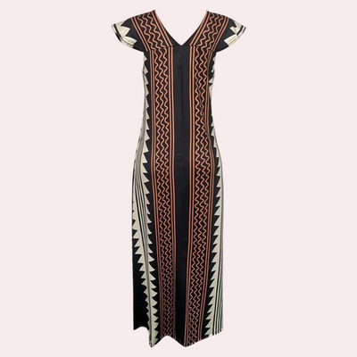 Adelina - Bezauberndes Maxikleid im Bohème-Look mit stilvollem geometrischem Muster