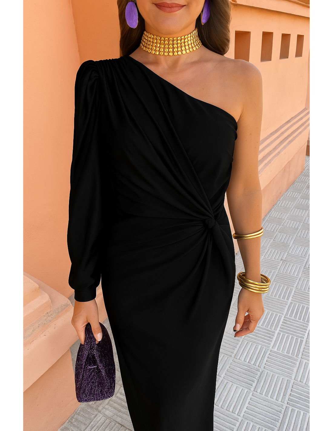 Alaysia  | Elegantes schwarzes Sommerkleid