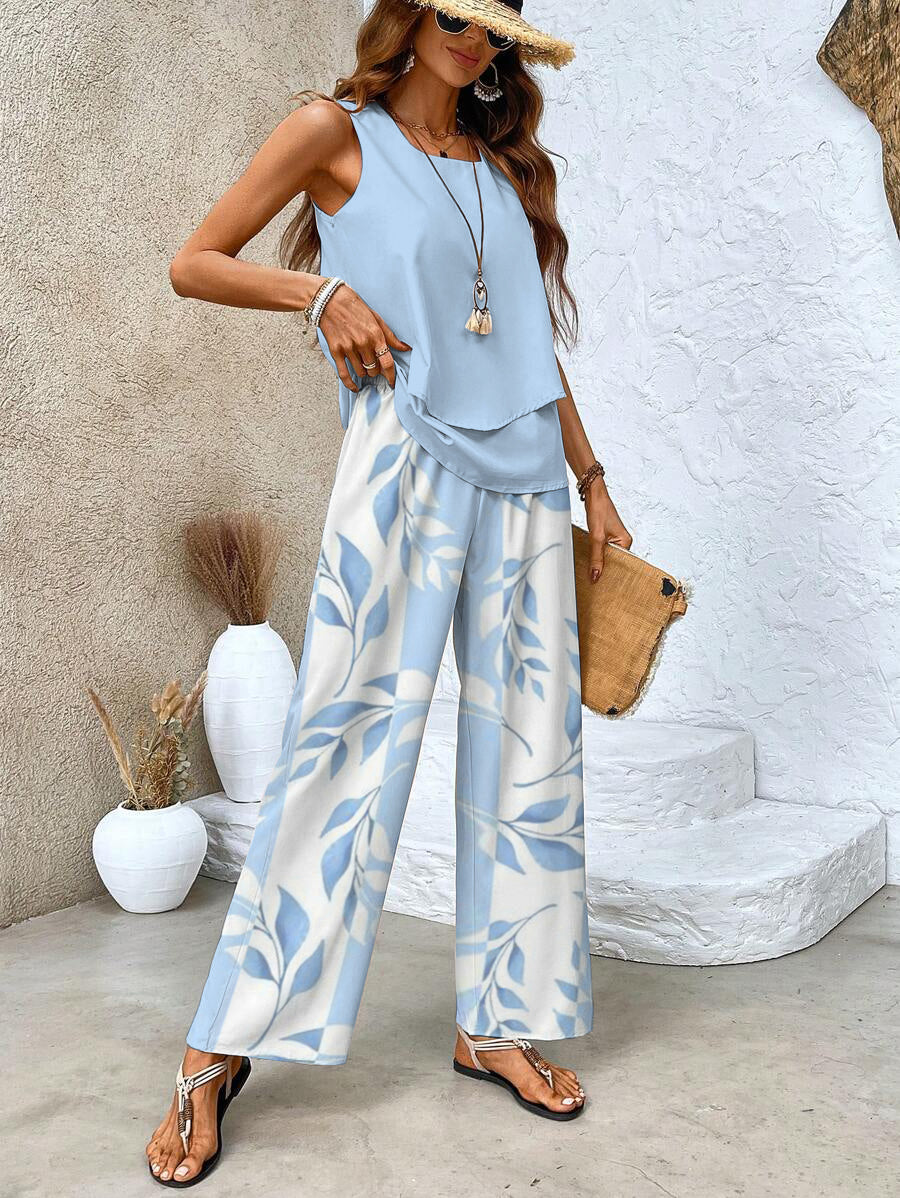 Zweiteiler für Damen – Elegante Palazzohose und Oberteil für den Sommer
