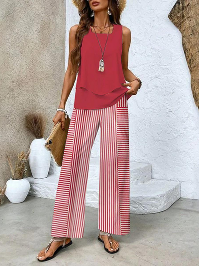 Zweiteiler für Damen – Elegante Palazzohose und Oberteil für den Sommer