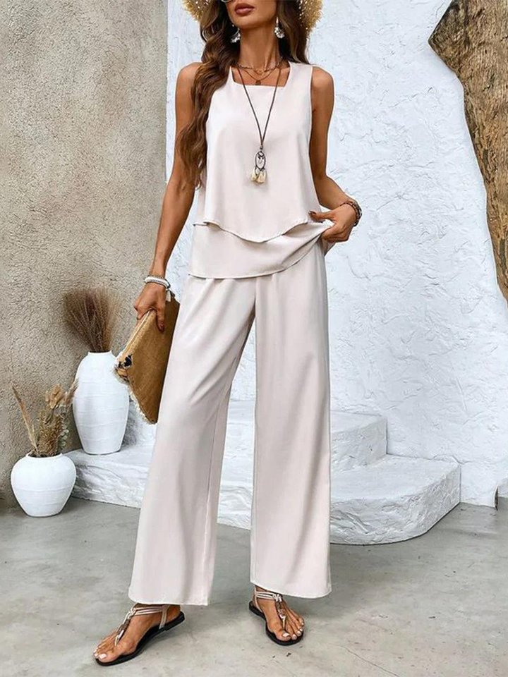 Zweiteiler für Damen – Elegante Palazzohose und Oberteil für den Sommer