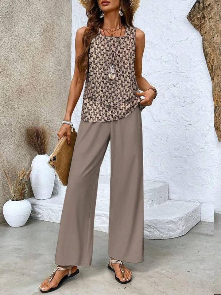 Zweiteiler für Damen – Elegante Palazzohose und Oberteil für den Sommer