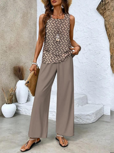 Zweiteiler für Damen – Elegante Palazzohose und Oberteil für den Sommer