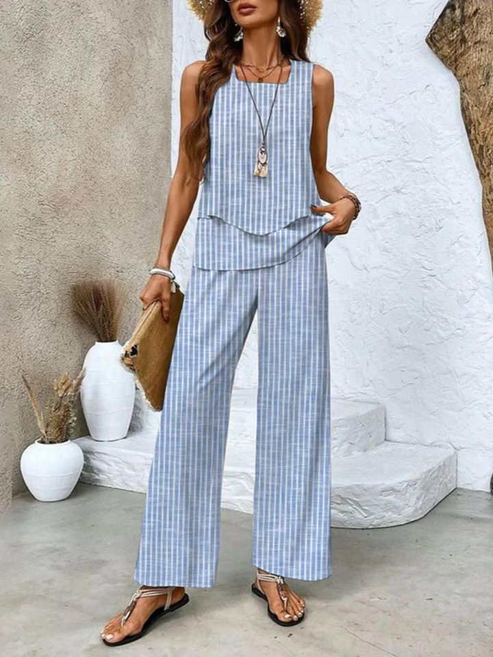 Zweiteiler für Damen – Elegante Palazzohose und Oberteil für den Sommer