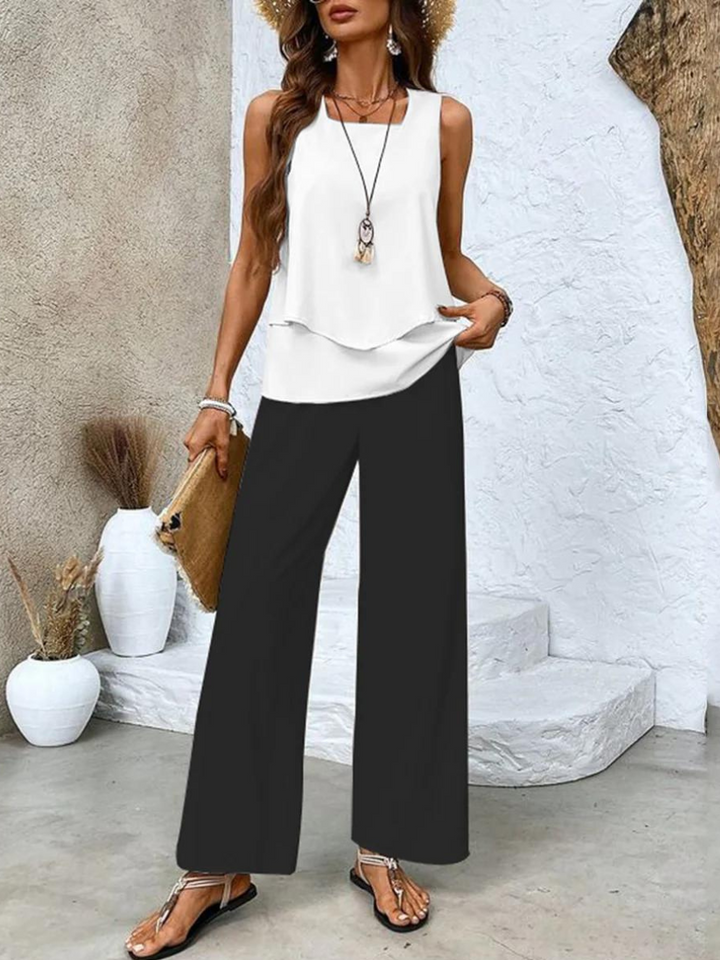 Zweiteiler für Damen – Elegante Palazzohose und Oberteil für den Sommer