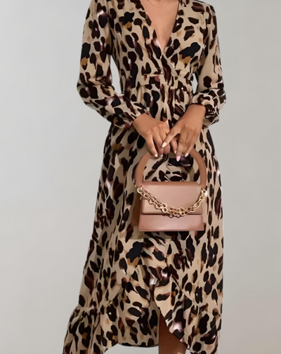 Calandra | Langärmeliges Kleid mit Leopardenmuster