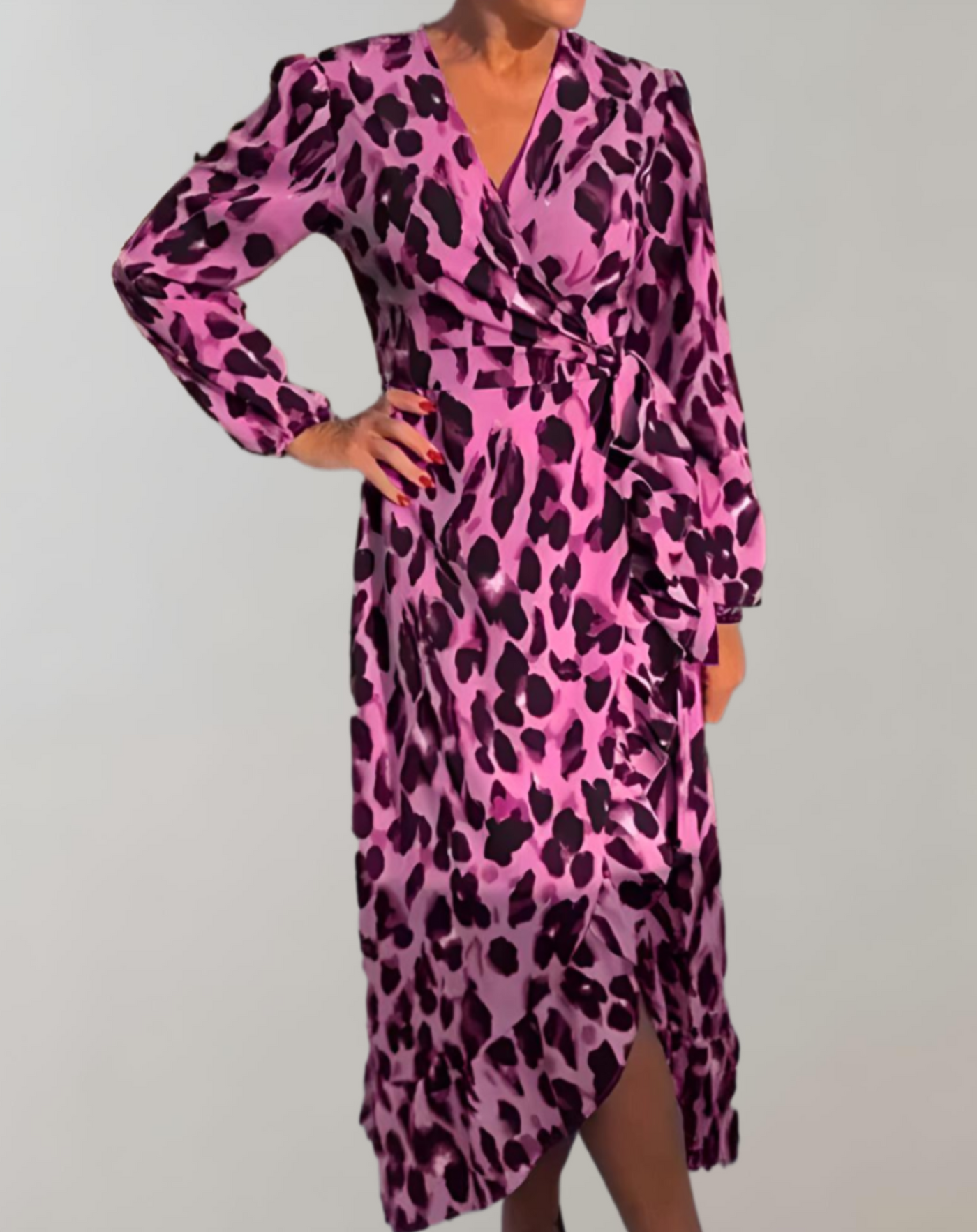 Calandra | Langärmeliges Kleid mit Leopardenmuster