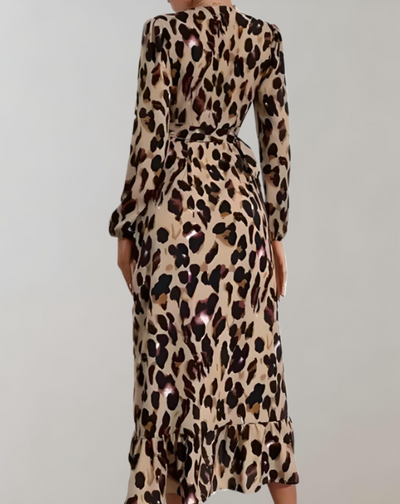 Calandra | Langärmeliges Kleid mit Leopardenmuster