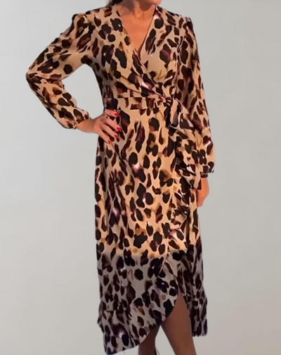 Calandra | Langärmeliges Kleid mit Leopardenmuster