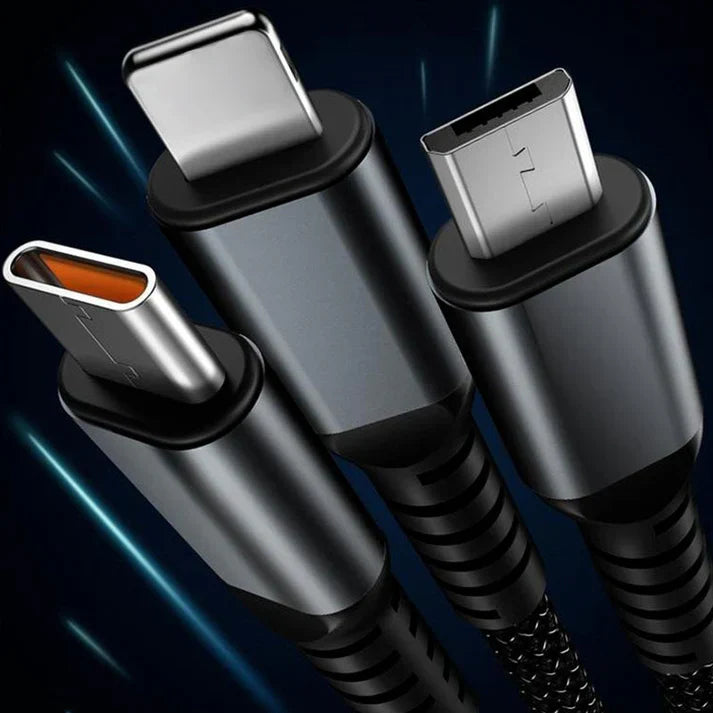 3-in-1 Superschnelles Ladekabel | Transparent, leuchtend und universell für schnelles Laden