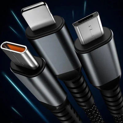 3-in-1 Superschnelles Ladekabel | Transparent, leuchtend und universell für schnelles Laden