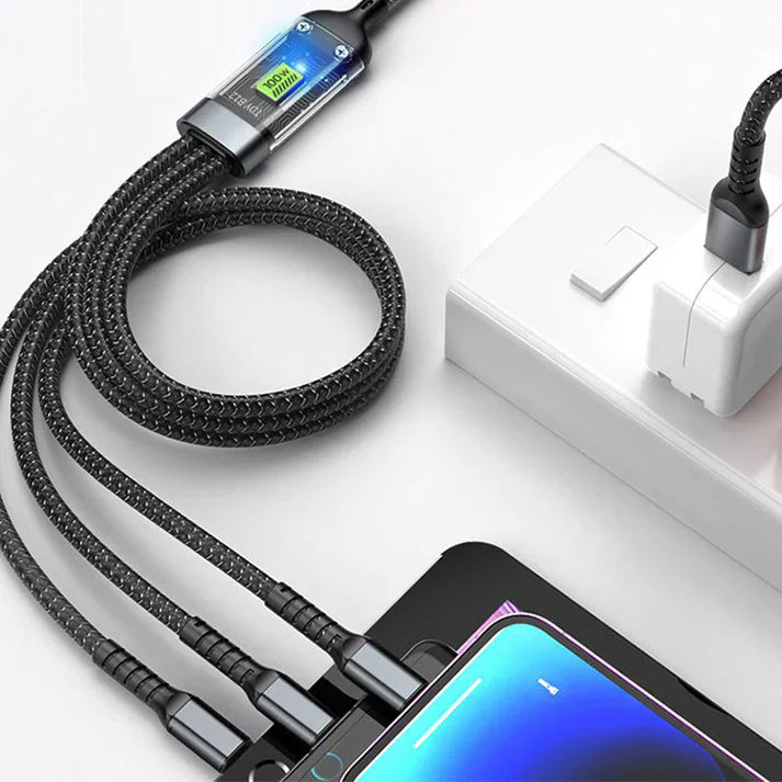 3-in-1 Superschnelles Ladekabel | Transparent, leuchtend und universell für schnelles Laden