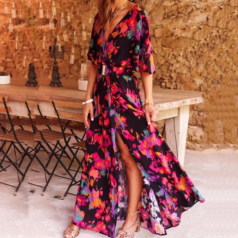 Selina | Sommerliches Wickel-Maxikleid