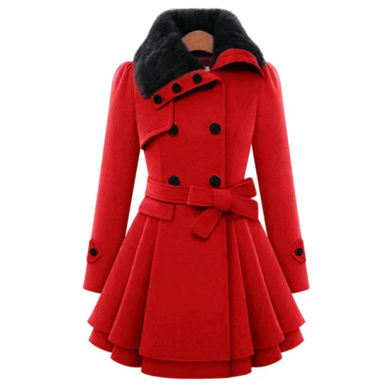 Alara - Luxuriöser Trenchcoat mit Veganfell
