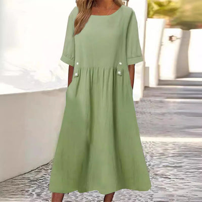 Yunchel - Sommerkleid Baumwolle Leinen Leicht