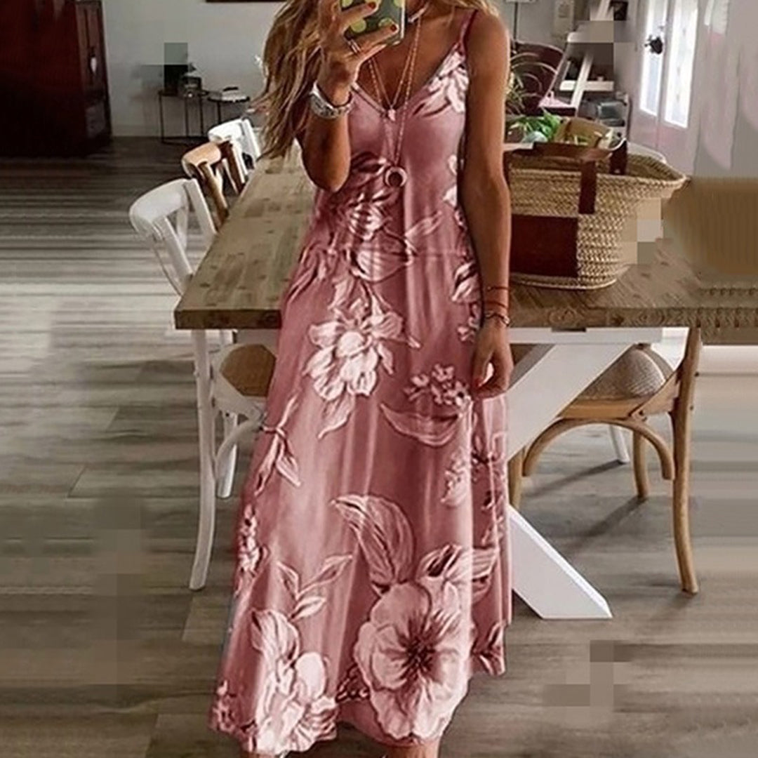 AINO - Elegantes Blumenkleid mit V-Ausschnitt für einen raffinierten Look