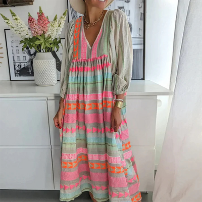 Ziggy - Maxikleid mit Puffärmeln und nostalgischem V-Ausschnitt