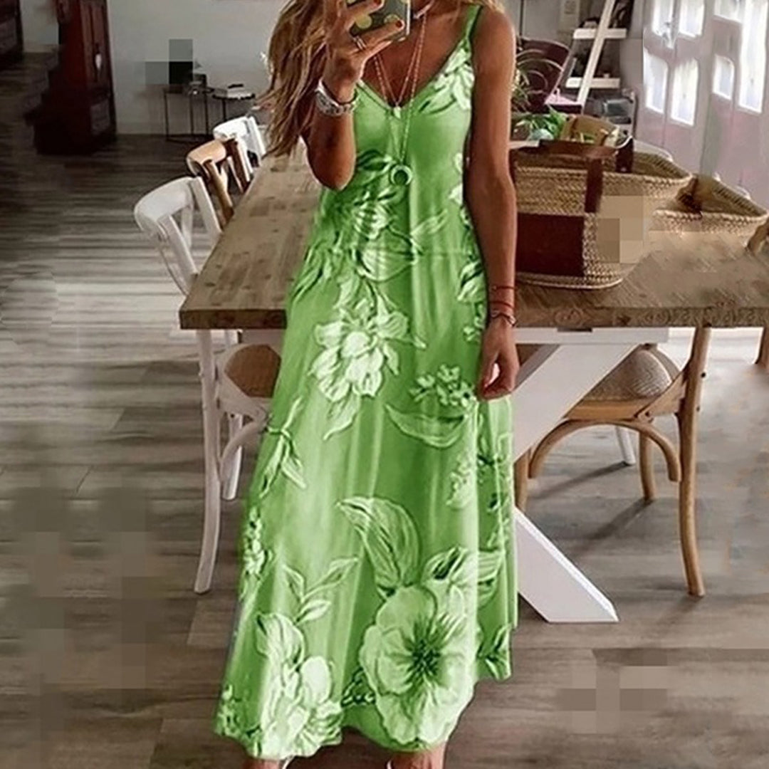 AINO - Elegantes Blumenkleid mit V-Ausschnitt für einen raffinierten Look
