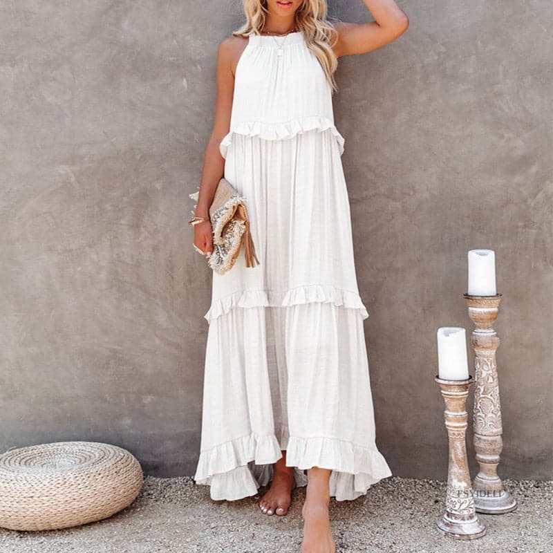 Martha | Damen Maxikleid mit Rüschendetails