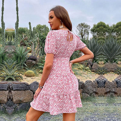 Marcela - Süßes Blumenmuster Mini Kleid Damen