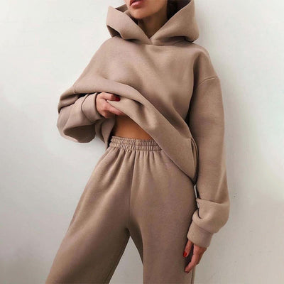 Zweiteiler für Damen - Bequemes Twin-Set mit Hoodie und Jogger für Übergangszeit