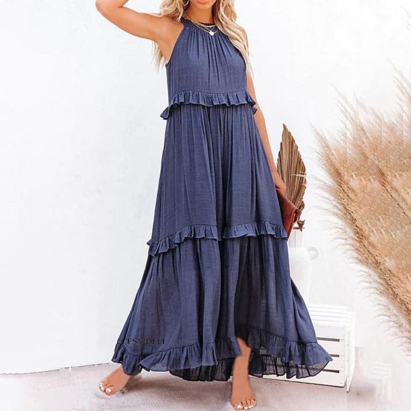 Martha | Damen Maxikleid mit Rüschendetails